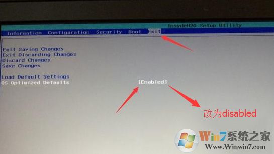 把OS Optimized Defaults設置為Disabled