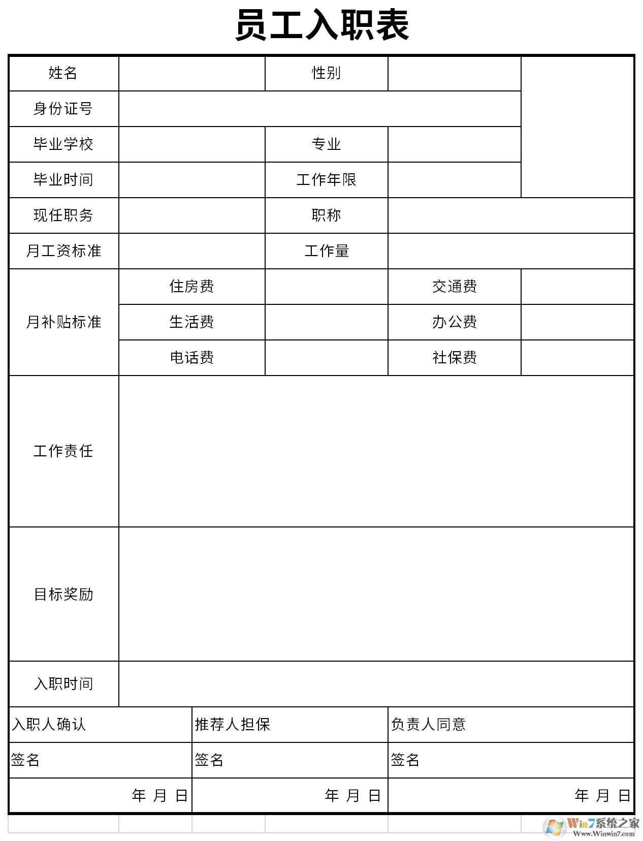 新員工入職申請(qǐng)表模板下載
