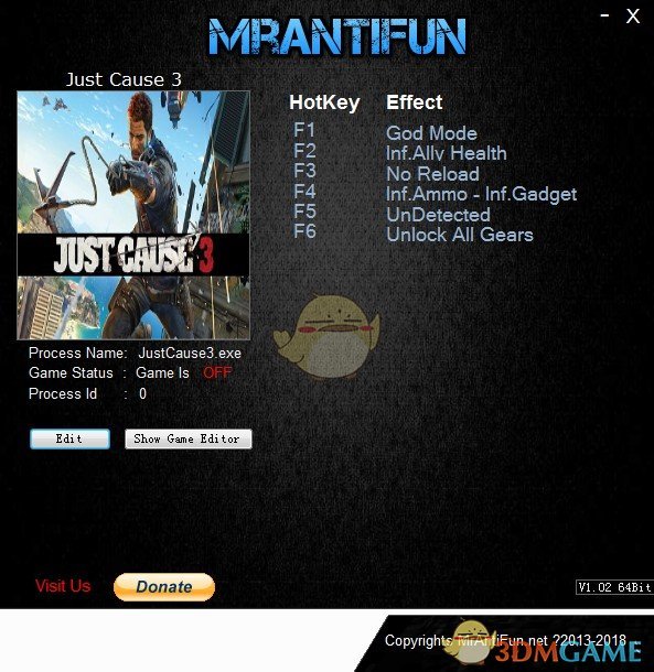 《正當防衛(wèi)3》v2018.10.17七項修改器[MrAntiFun]