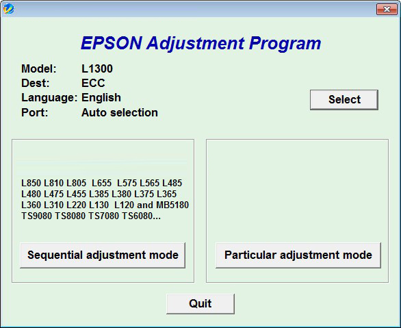 愛(ài)普生L1300打印機(jī)清零軟件