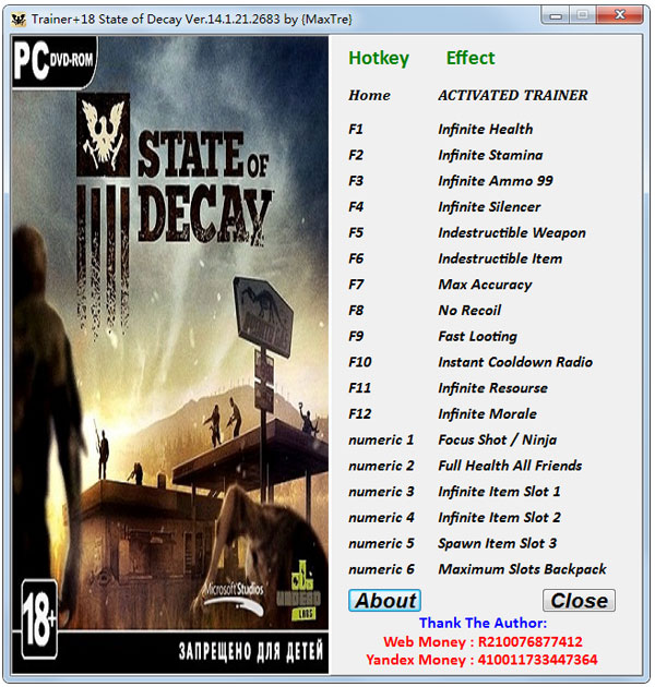腐爛國度二十四項修改器最新版 V14.6.23.5340