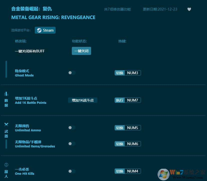 合金裝備崛起復仇七項修改器