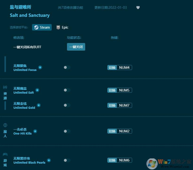 鹽與避難所七項修改器