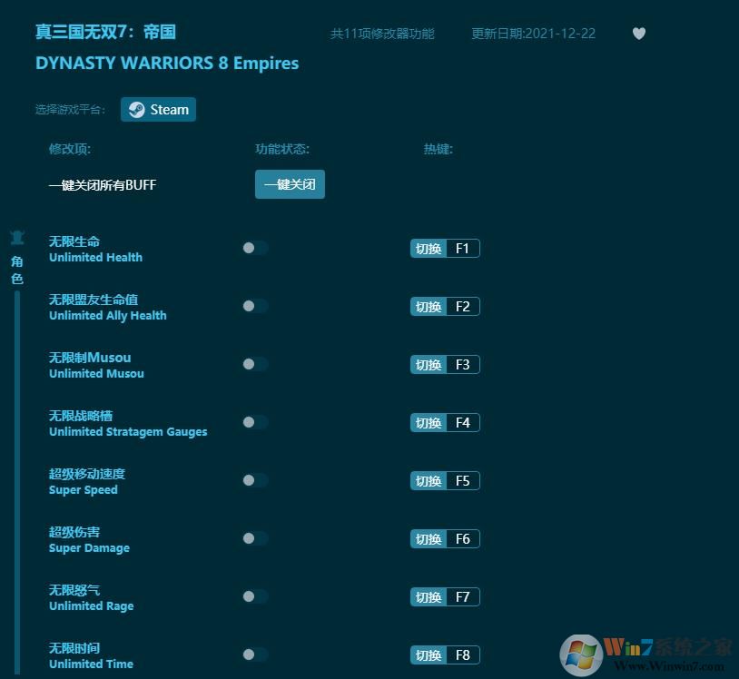 真三國無雙7帝國十一項(xiàng)修改器 v1.0.58