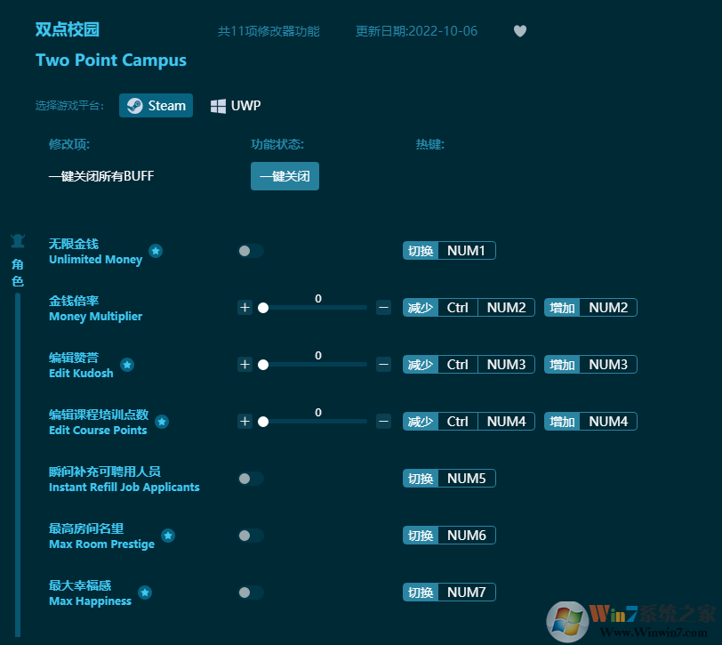 雙點(diǎn)校園十一項(xiàng)修改器
