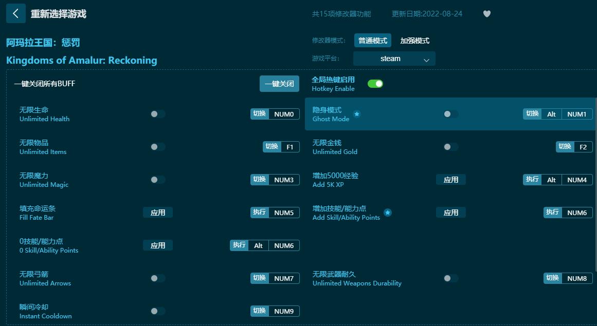 阿瑪拉王國:懲罰十五項修改器