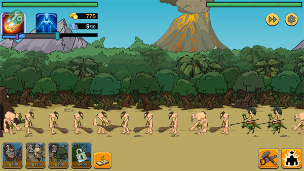 派出不同的士兵，摧毀敵方基地。4